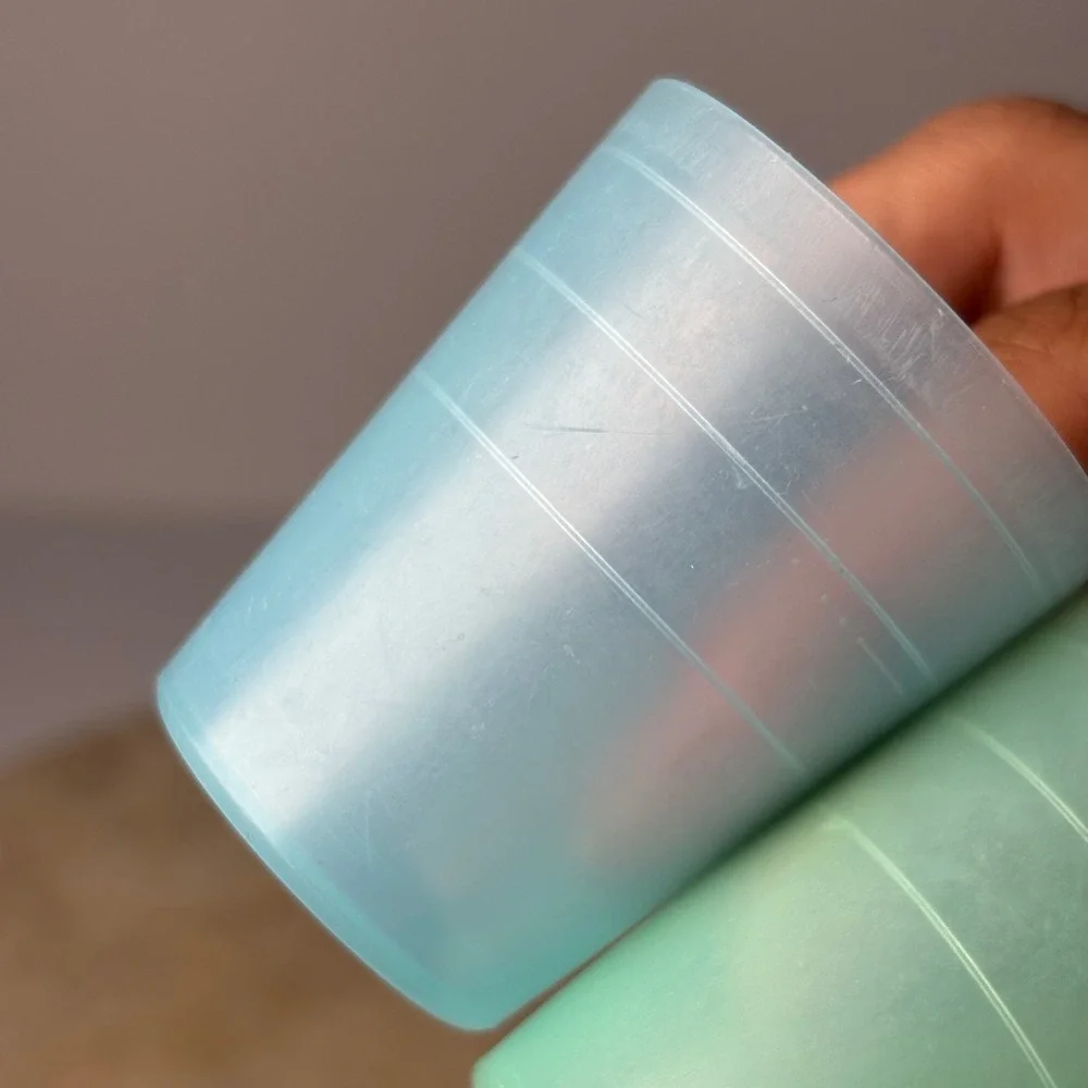 Tupperware Vintage Juice Tumblers 2oz‎ Blue Green Set of 2 Pastel Small